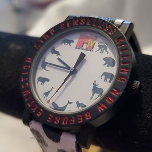 MTV Stop Senseless Killing Now Before Extinction‎ Rifle Second Hand Watch 1990
